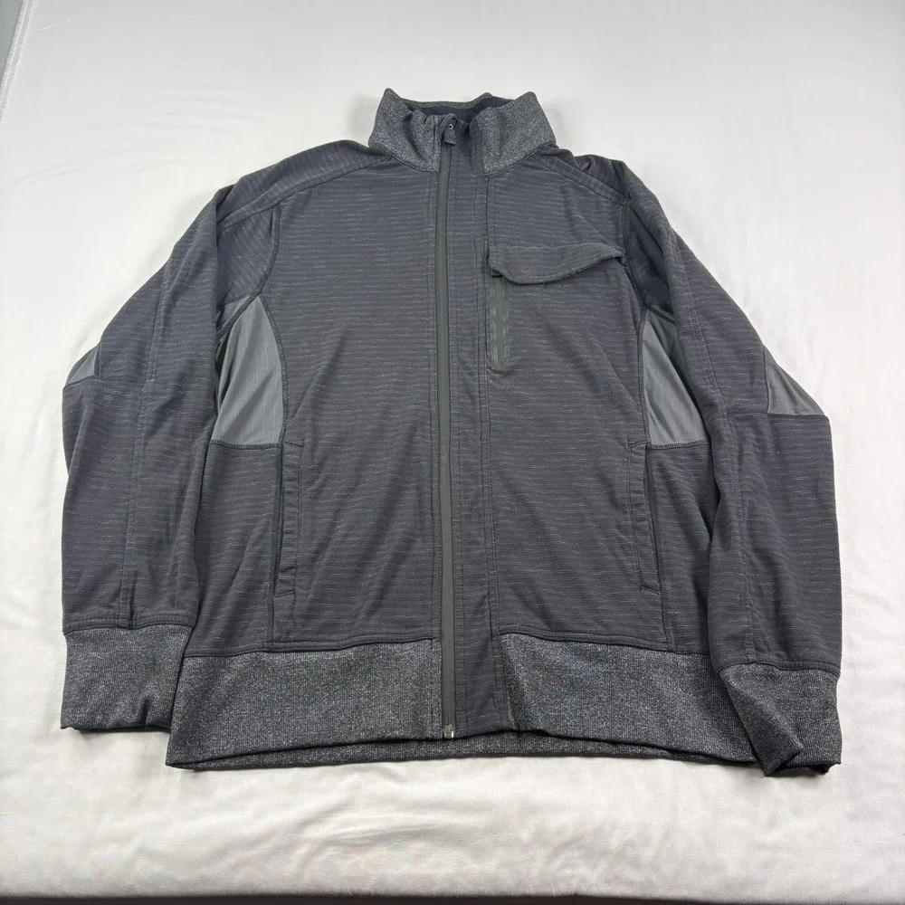 Lululemon Jacket Mens Large Black Gray Full Zip Athleisure Slim Fit Performance